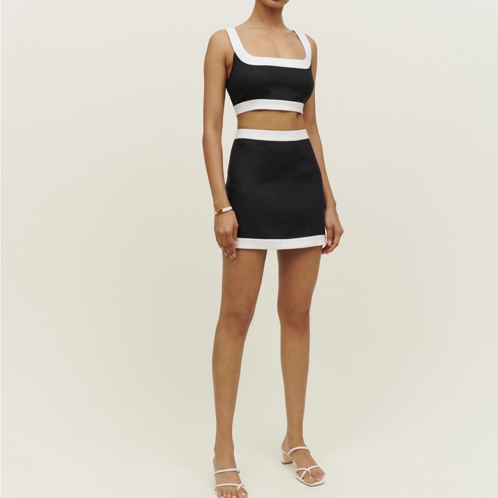 Reformation Black and White Two-Piece Mini Dress